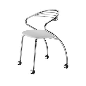 Cadeira Angola Cromada com Rodizios Corino Branco 8832