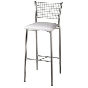 Banqueta Gradeada Media com Assento em Corino Branco 12583