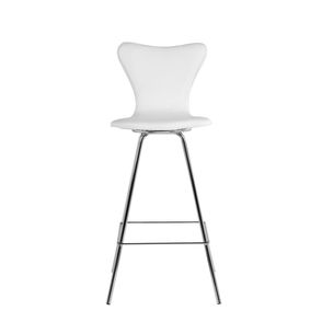 Banqueta Jacobsen Cromada com Assento Corino Branco 12640