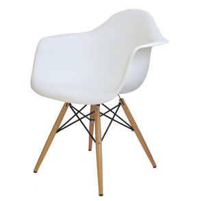 Cadeira Eames com Braco Base Madeira Branco Fosco - 15206