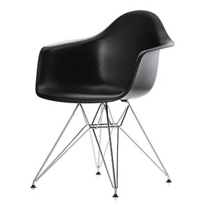 Cadeira Eames com Braco Base Cromada Preto Fosco - 16532