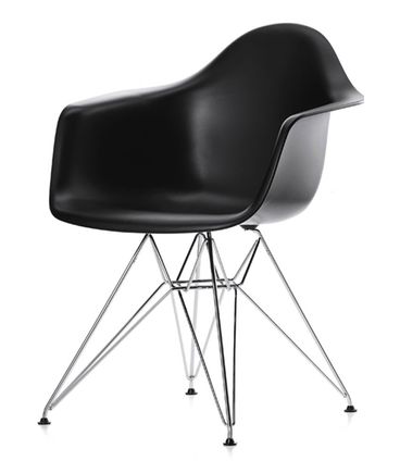 Cadeira Eames com Braco Base Cromada Preto Fosco - 16532