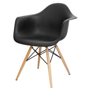 Cadeira Eames com Braco Base Madeira Preto Fosco - 10426