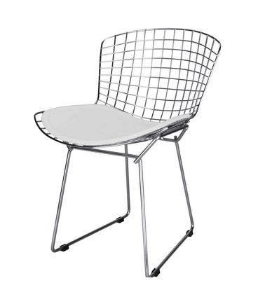Cadeira Bertoia Assento Courrissimo Branco Cromada 4335