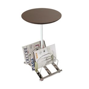 Mesa Apoio Revisteiro Lynux Tampo Madeira Cromado - 7121