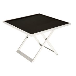 Mesa Lateral Oliver Cromada Tampo Madeira Cor Preta - 17449