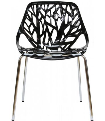 Cadeira Planta Preta Base Cromada -- 15108