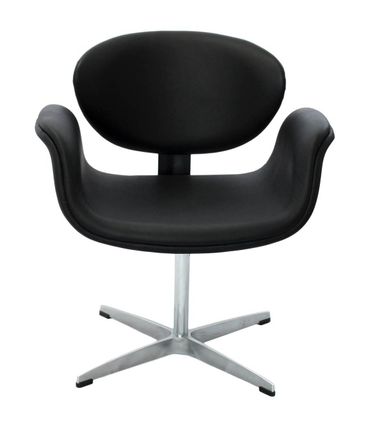 Poltrona Tulipa Preta Base 4 Pontas Aluminio - 24339