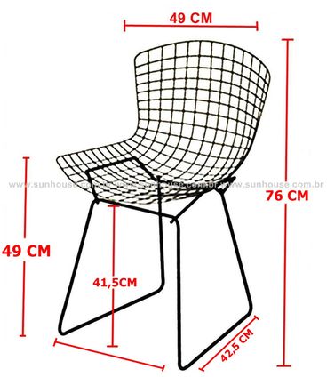 Cadeira Bertoia Assento Courrissimo Branco Cromada 4335