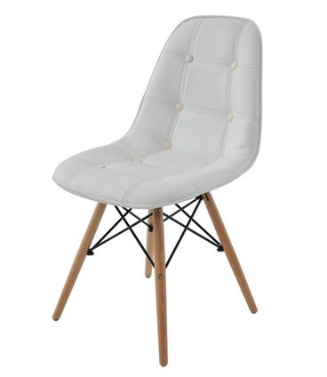 Cadeira Eames Eiffel Botone Branca Base Madeira - 27021