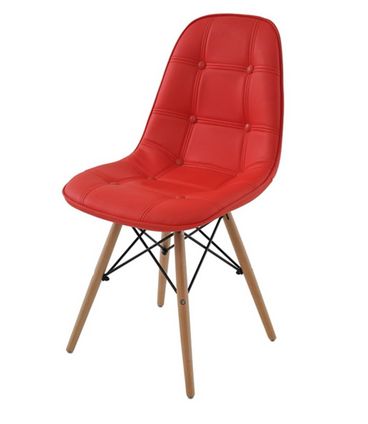 Cadeira Eames Eiffel Botone Vermelha Base Madeira - 26682