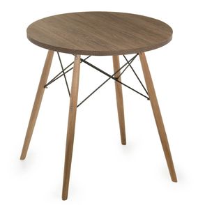 Mesa Eames 60 cm Tampo Redondo Imbuia Base Madeira Clara - 28581