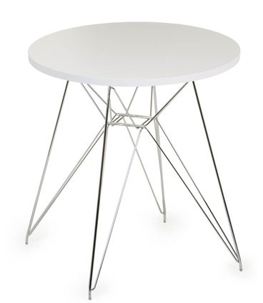 Mesa Eames 60 cm Tampo Redondo Branco Base Torre Cromada - 28688