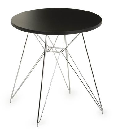 Mesa Eames 60 cm Tampo Redondo Preto Base Torre Cromada - 28689