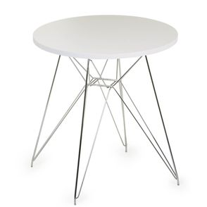 Mesa Eames 80 cm Tampo Redondo Branco Base Torre Cromada - 28703