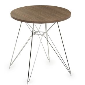 Mesa Eames 80 cm Tampo Redondo Imbuia Base Torre Cromada - 28705