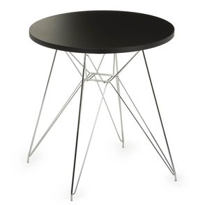 Mesa Eames 70 cm Tampo Redondo Preto Base Torre Cromada - 28701