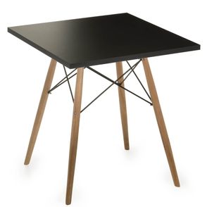 Mesa Eames 60 cm Tampo Quadrado Preto Base Madeira Clara - 28714