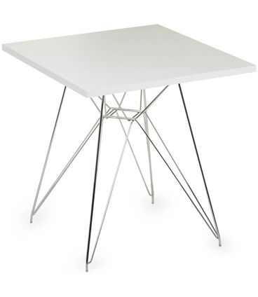 Mesa Eames 60 cm Tampo Quadrado Branco Base Torre Cromada - 28730