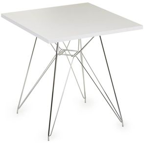 Mesa Eames 80 cm Tampo Quadrado Branco Base Torre Cromada - 28737