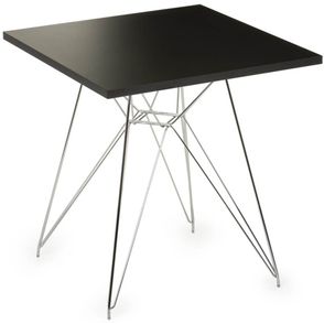 Mesa Eames 80 cm Tampo Quadrado Preto Base Torre Cromada - 28738