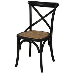Cadeira Katrina Preta Laqueada com Assento Rattan - 30748