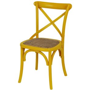 Cadeira Katrina Amarela Laqueada com Assento Rattan  - 30750