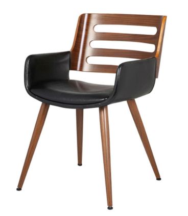 Cadeira Rute Corino Preta Base Madeira - 31694