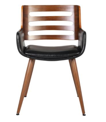 Cadeira Rute Corino Preta Base Madeira - 31694