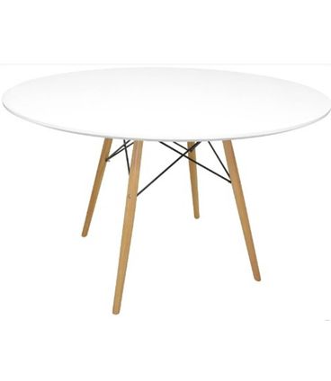 Mesa Eiffel Base Madeira Tampo em MDF Laca Branca - 20996