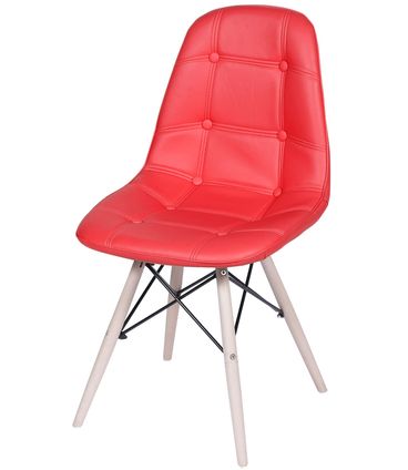 Cadeira Eames Botone Vermelho Base Madeira - 32075
