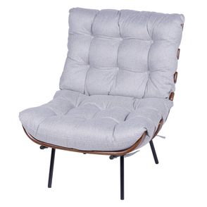 Poltrona Costela Linho Cinza Base de Ferro - 34160
