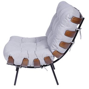 Poltrona Costela Linho Cinza Base de Ferro - 34160