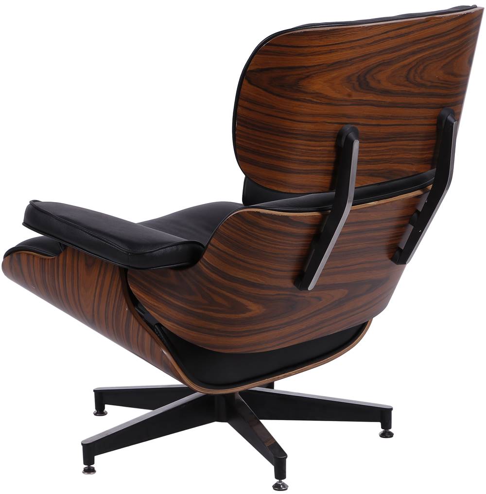 Poltrona Charles Eames c/ Puff Couro Ecologico Preto - 15115