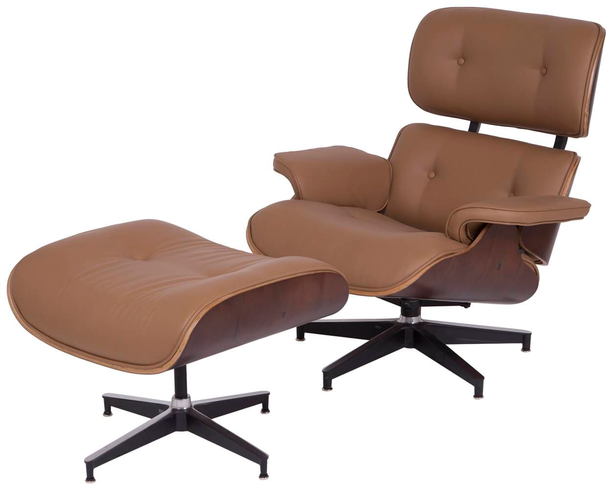 Poltrona Charles Eames c/ Puff Couro Ecolog