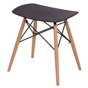 Banqueta Eames Baixo Preto Base Madeira - 33761
