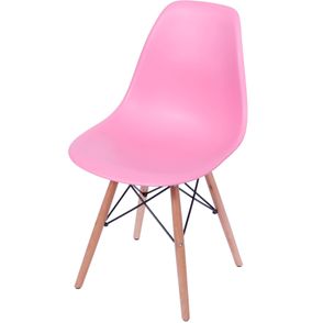 Cadeira Eames Polipropileno Rosa Pink Base Madeira - 36753