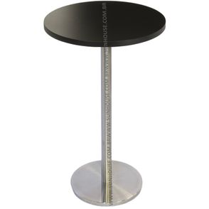 Mesa Bistro Georgia 80 cm Tampo Preto Redondo Base Inox - 37648