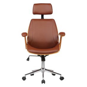 Cadeira Office Lisboa PU Marrom Base Cromada - 37774