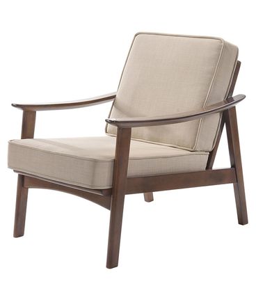 Poltrona Natur Linho Bege Base Madeira - 37805