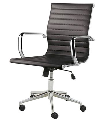 Cadeira Sevilha Eames Baixa Cromada PU Preta - 4950