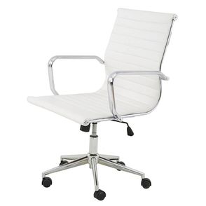 Cadeira Sevilha Eames Baixa Cromada PU Branco - 8748