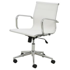 Cadeira Sevilha Eames Baixa Cromada Tela Branca - 38049