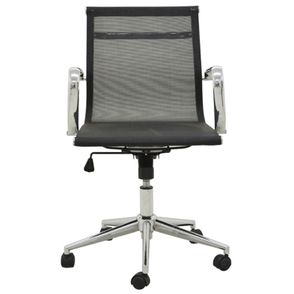 Cadeira Sevilha Eames Baixa Cromada Tela Preta - 38053