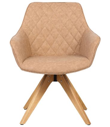 Cadeira Emanoela PU Vintage Marrom Claro Base Madeira -38218