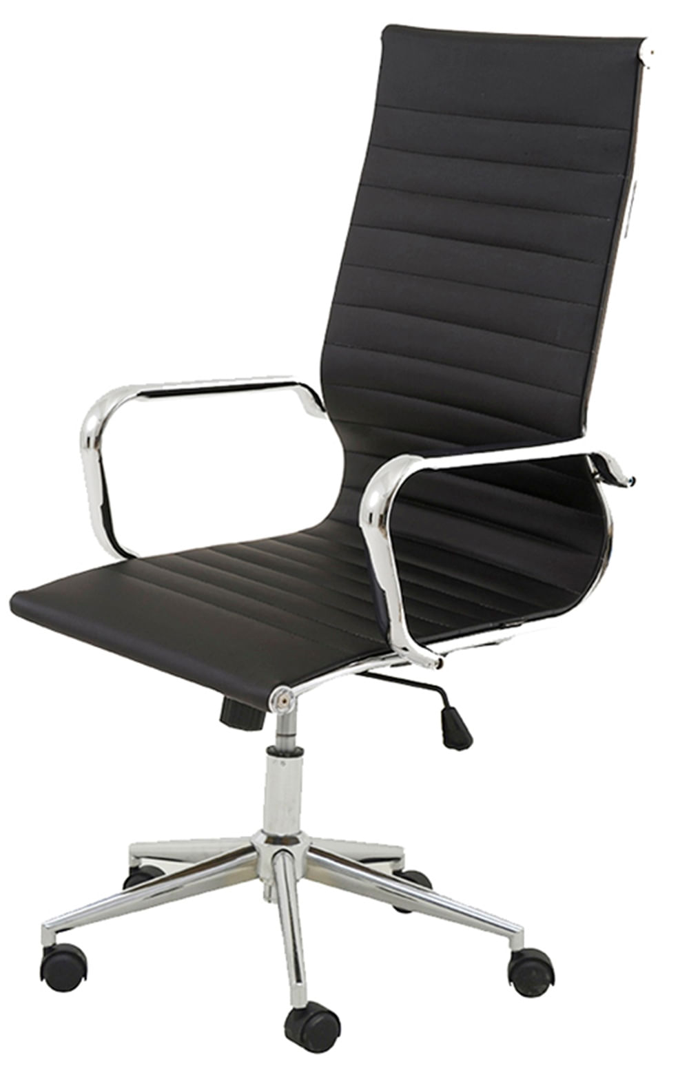 Cadeira-Sevilha-Eames-Alta-PU-Preto-Base-Cromada