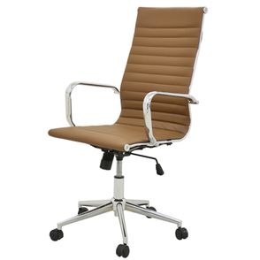 Cadeira Sevilha Eames Alta PU Marrom Base Cromada - 38223