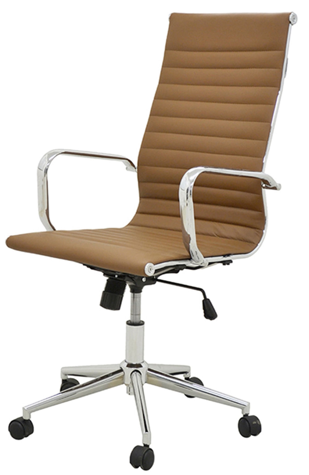 Cadeira-Sevilha-Eames-Alta-PU-Marrom-Base-Cromada