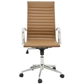 Cadeira Sevilha Eames Alta PU Marrom Base Cromada - 38223