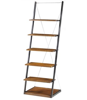 Estante Escada Queens Rustic Brown Estrutura em Aco Grafite 140cm - 38313